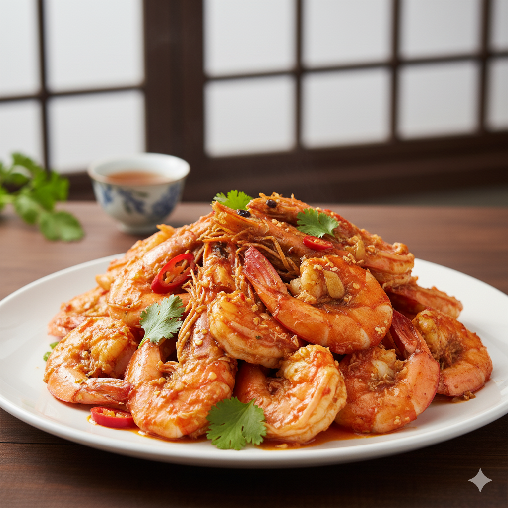 辣椒蟹醬炒大蝦 (12隻)