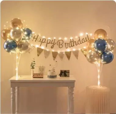 Glowing birthday balloon lighting combination (blue)