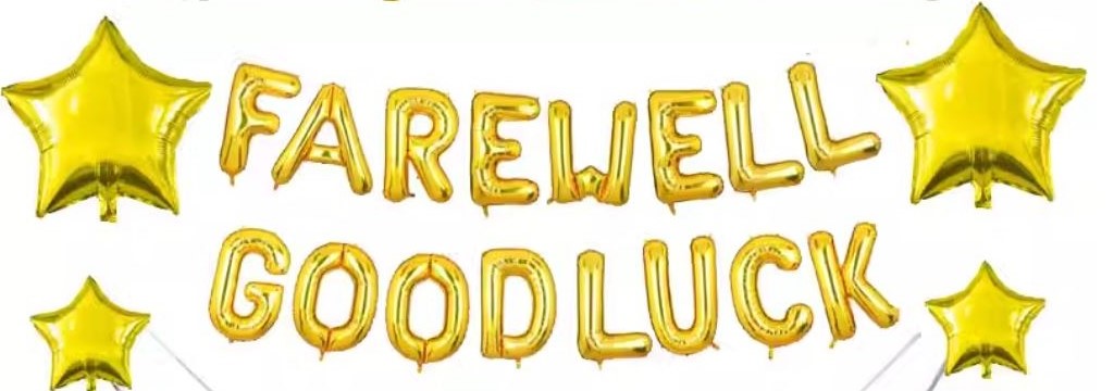 Farewell Goodluck Farewell Party Letter Balloons (Gold)