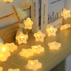 星星笑臉暖光LED燈串 (電池+USB兩用)