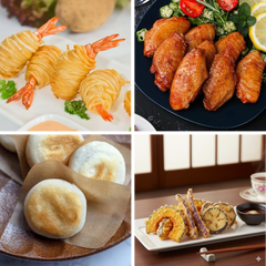 Crazy fried platter (6 pieces of crispy fried cheese, 6 pieces of flower rolls, 6 pieces of fried chicken, 6 pieces of sweet potato wire mesh rolls, 6 pieces of cheese rice cakes)