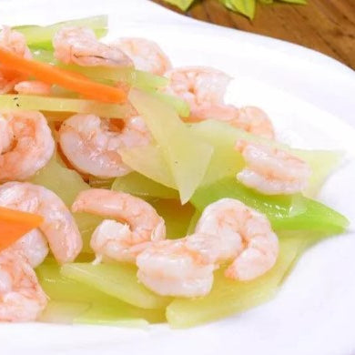 萵筍炒玉帶蝦球 (2磅)