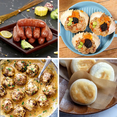 童趣拼盤 (台灣香腸6條、八寶蟹蓋6件、蘑菇肉丸6粒、芝士年糕6件)