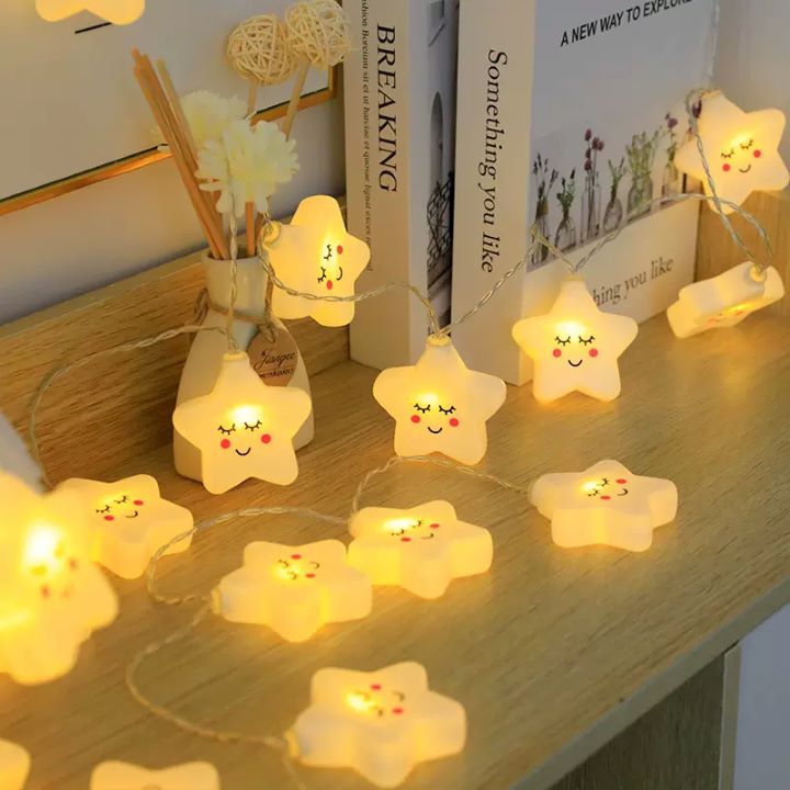 星星笑臉暖光LED燈串 (電池+USB兩用)